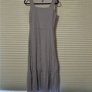 Lands' End Black, Blue,  and White Tiered Maxi Dress new
